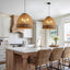 Lámpara colgante ratán 3 luces bohemias para techo cocina