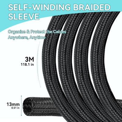 Funda gestionadora cables 0.512pulg-9.84pies negro