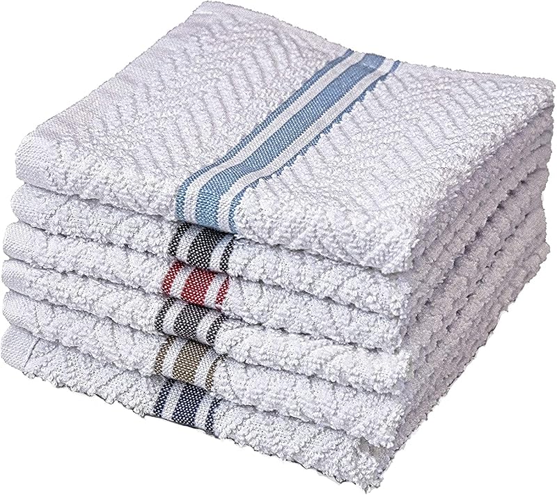 Set 6 toallas cocina rizo 12x12pulg absorbentes con lazo