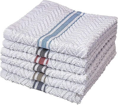 Set 6 toallas cocina rizo 12x12pulg absorbentes con lazo