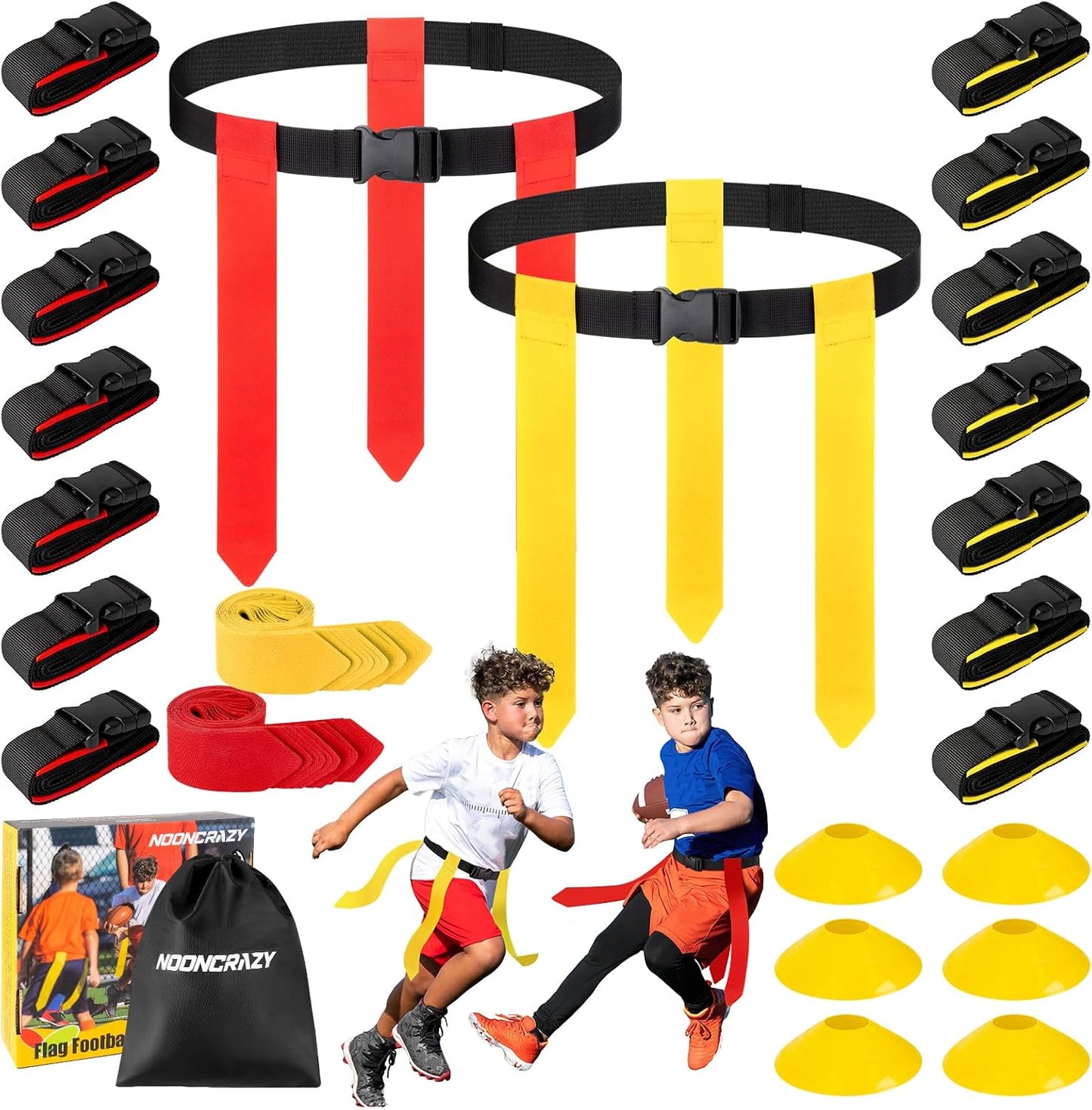 Cinturones fútbol bandera ajustable 22-43" set 6/8/10/12/14