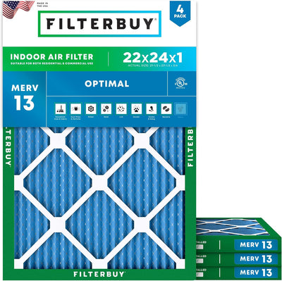 Filtro aire MERV 13 22x24x1 plisado HVAC AC 4 pzas