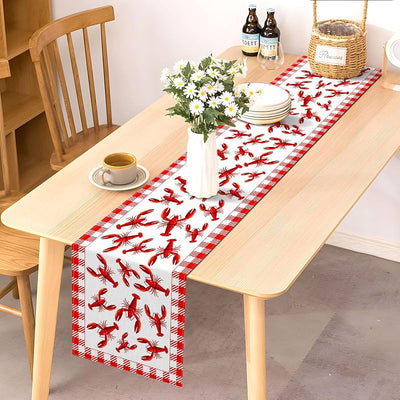 Camino mesa hervir cangrejos 13x72pulg rojo y blanco