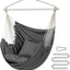 Silla hamaca colgante 2 cojines cadena bolsillo gris pizarra