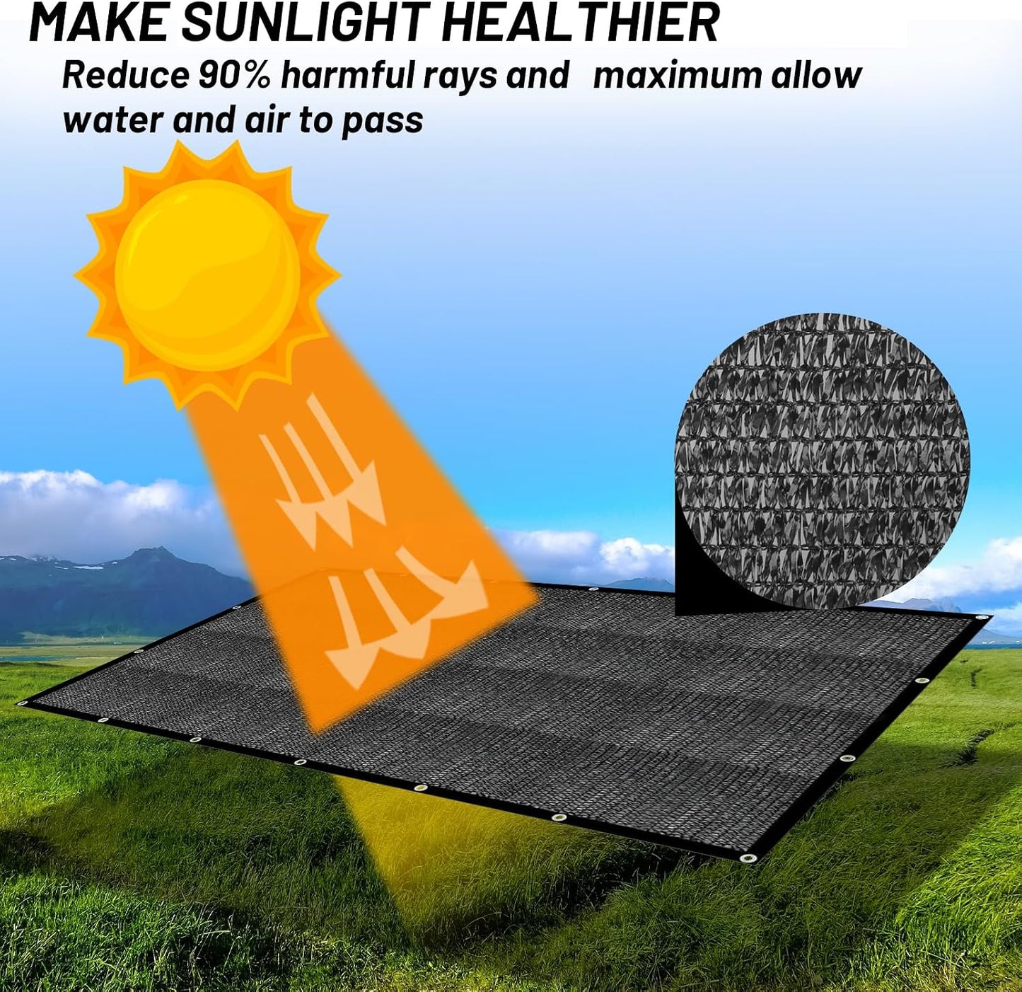 Lona malla solar 8x20ft con ojales para cubierta jardín