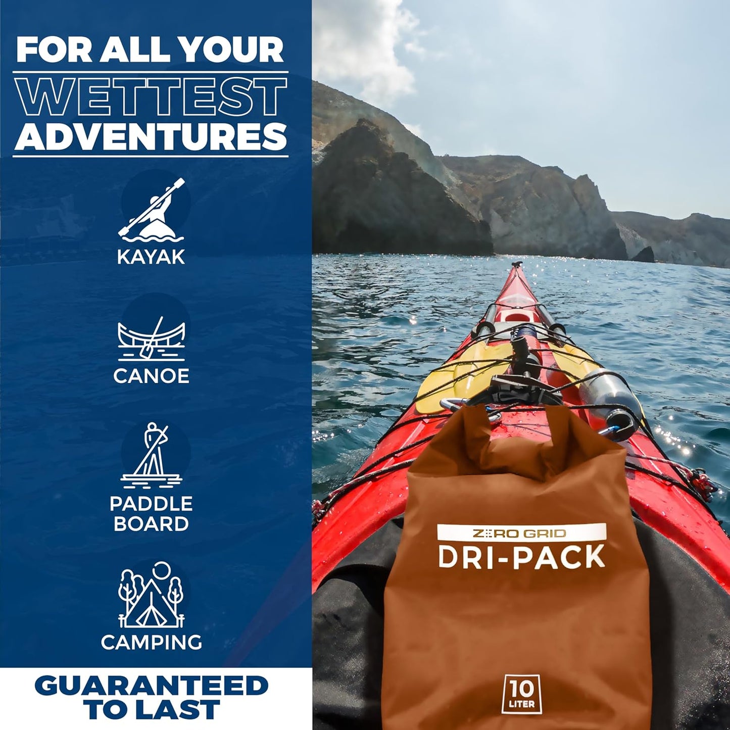 Bolsa seca impermeable 10-40L para mochileros y campamento