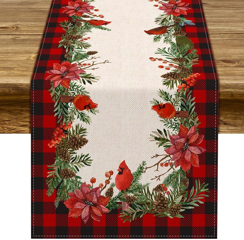 Camino mesa navidad cardenal búfalo 13x72pulg decoración hogar