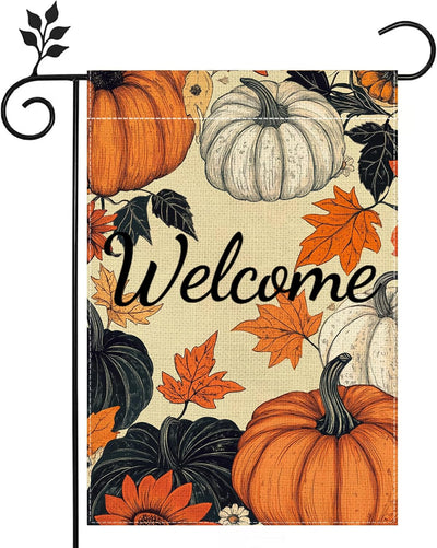 Bandera jardín otoño 12x18pulg arpillera doble cara rústica