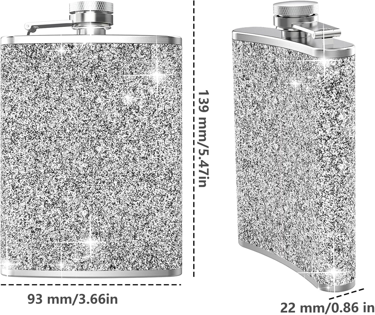 Petaca acero inox 236ml tapa antiperdida embudo plateada