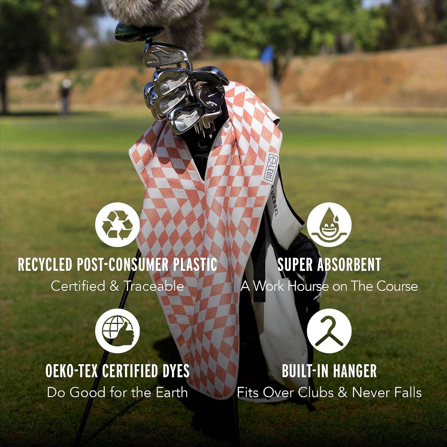 Toalla golf reciclada secado rápido ranura colgar negra