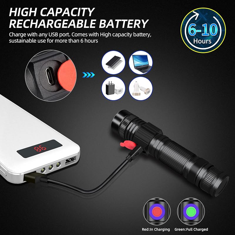 Linterna UV 365nm y 395nm recargable para orina y resina