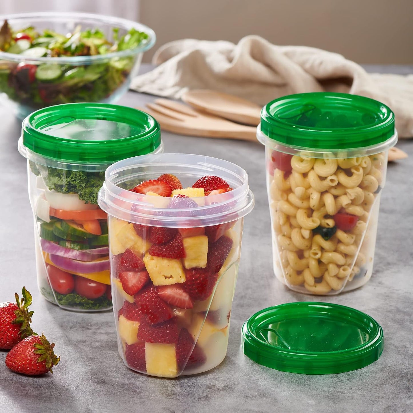 6 Pzas Recipientes Alimento Tapa Giratoria 32oz