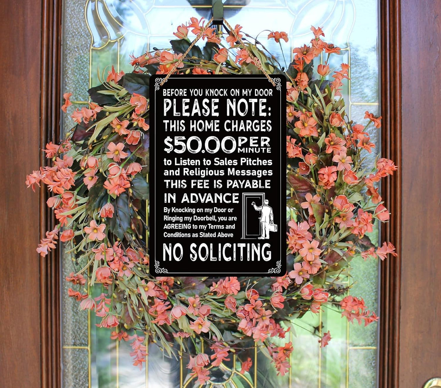 Letrero No Solicitar Puerta Hogar 8x12ft Resistente Agua