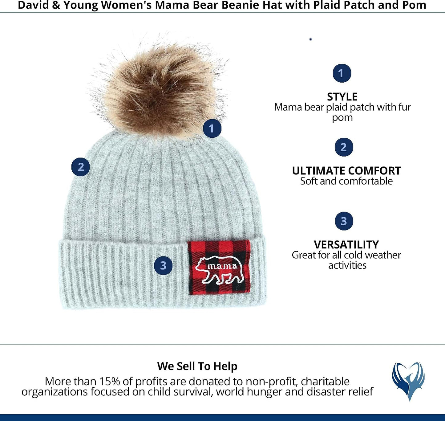 Gorro para Mujer con Cuadros y Pompón de Algodón