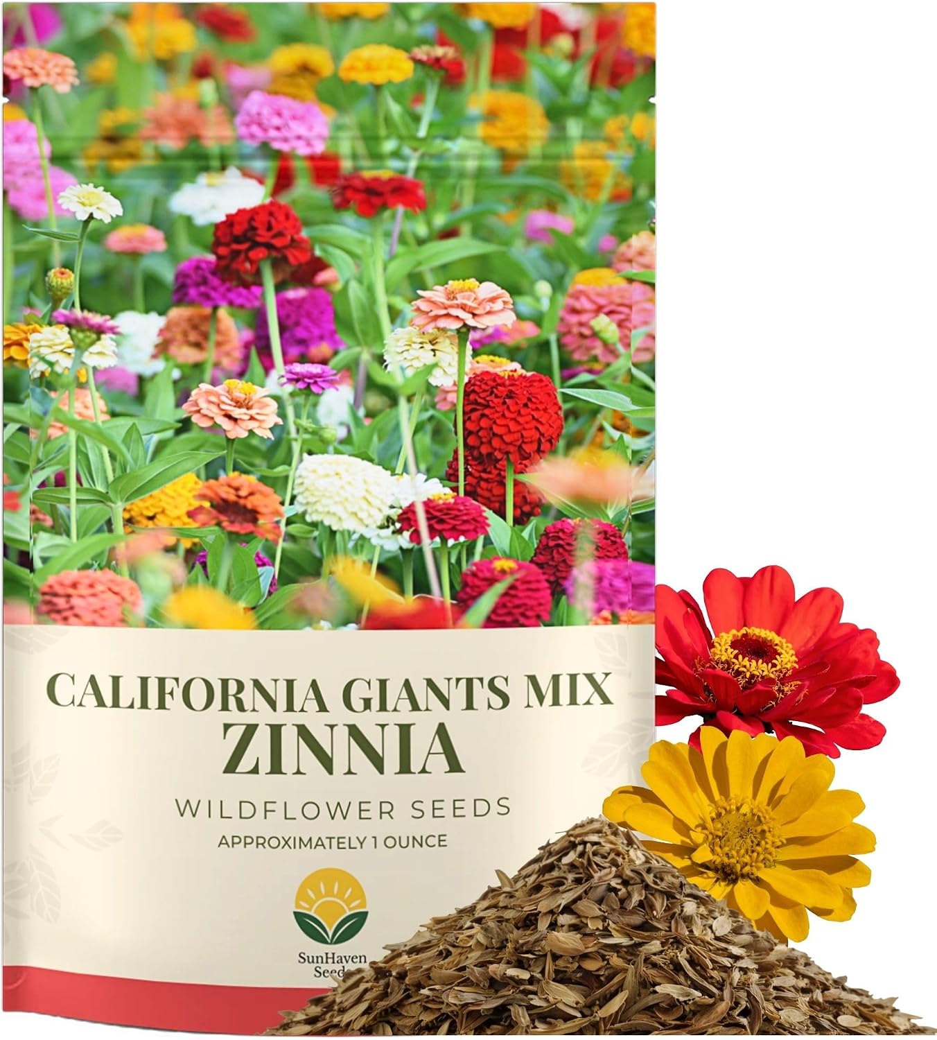 Semillas Zinnia Mix 1oz Paquete Resellable Flores Gigantes