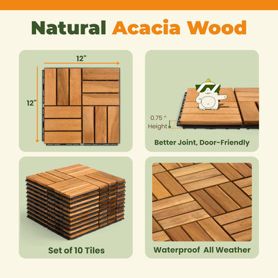 Azulejos patio 10pzas 12x12pulg madera teca dorada