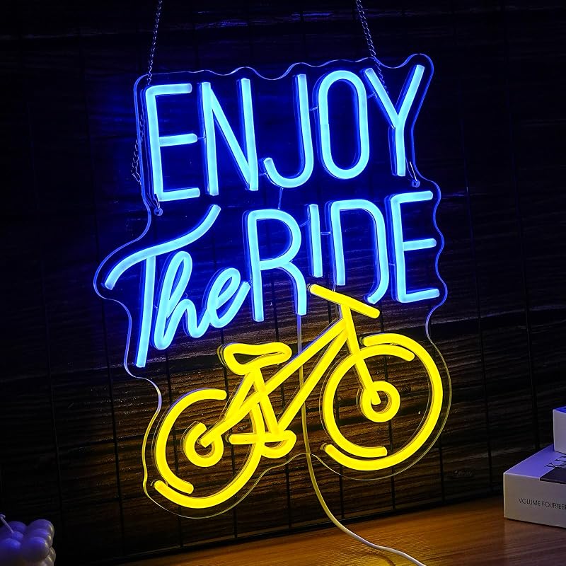 Letrero neón Enjoy The Ride para gimnasio y bicicleta