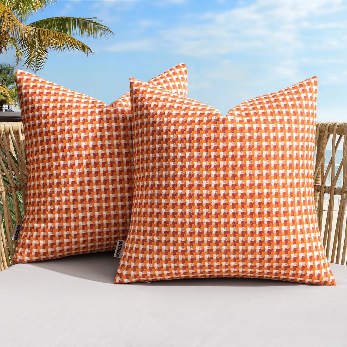 2 Fundas Almohada Exteriores Impermeables 18x18" Naranja
