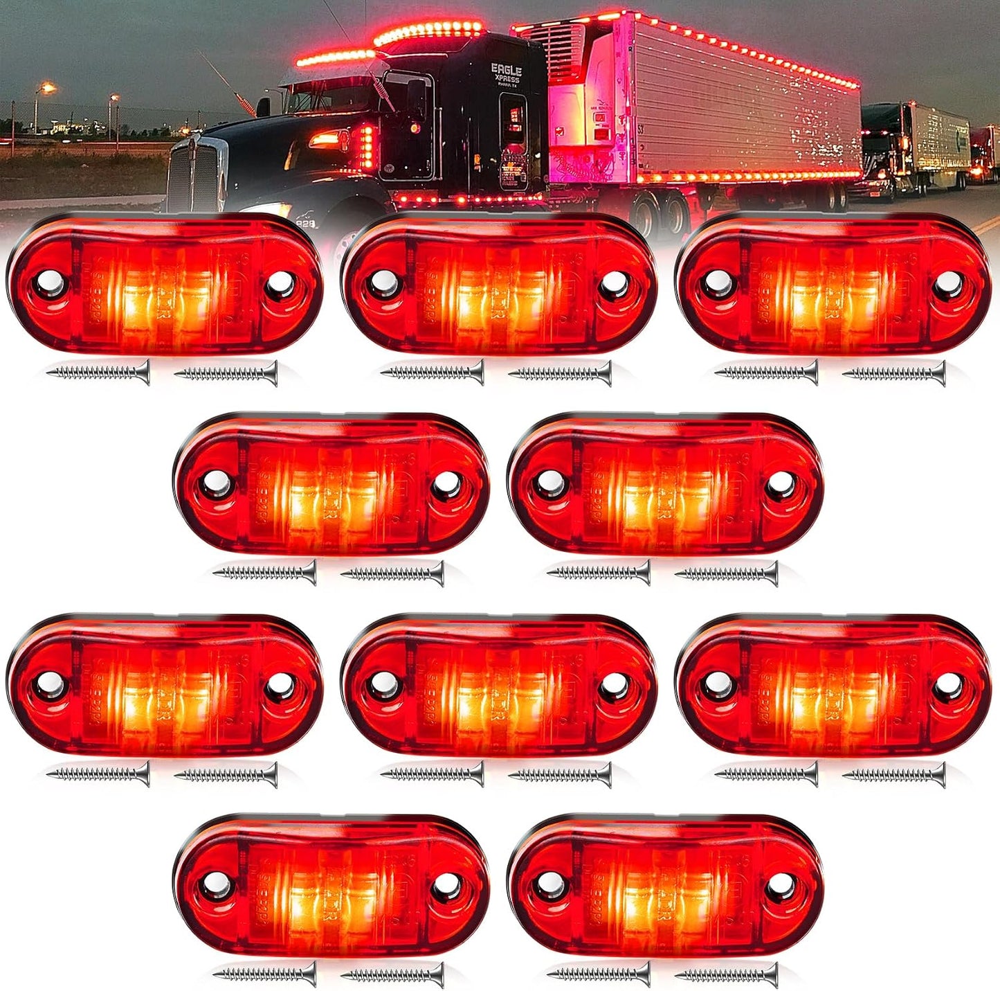 10 Pzas Luces LED Remolque 2.5" Rojo DC12-24V Impermeable