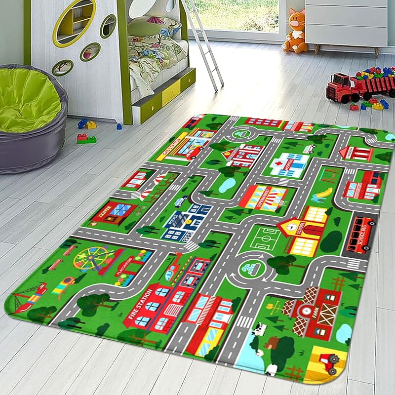 Alfombra educativa para niños mapa tráfico 3x5ft dormitorio