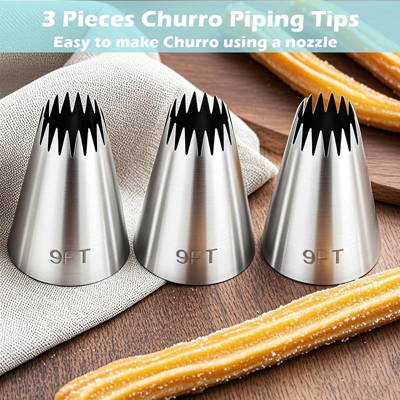 3 Puntas Churro Acero Inox 9ft para Glaseado y Tartas