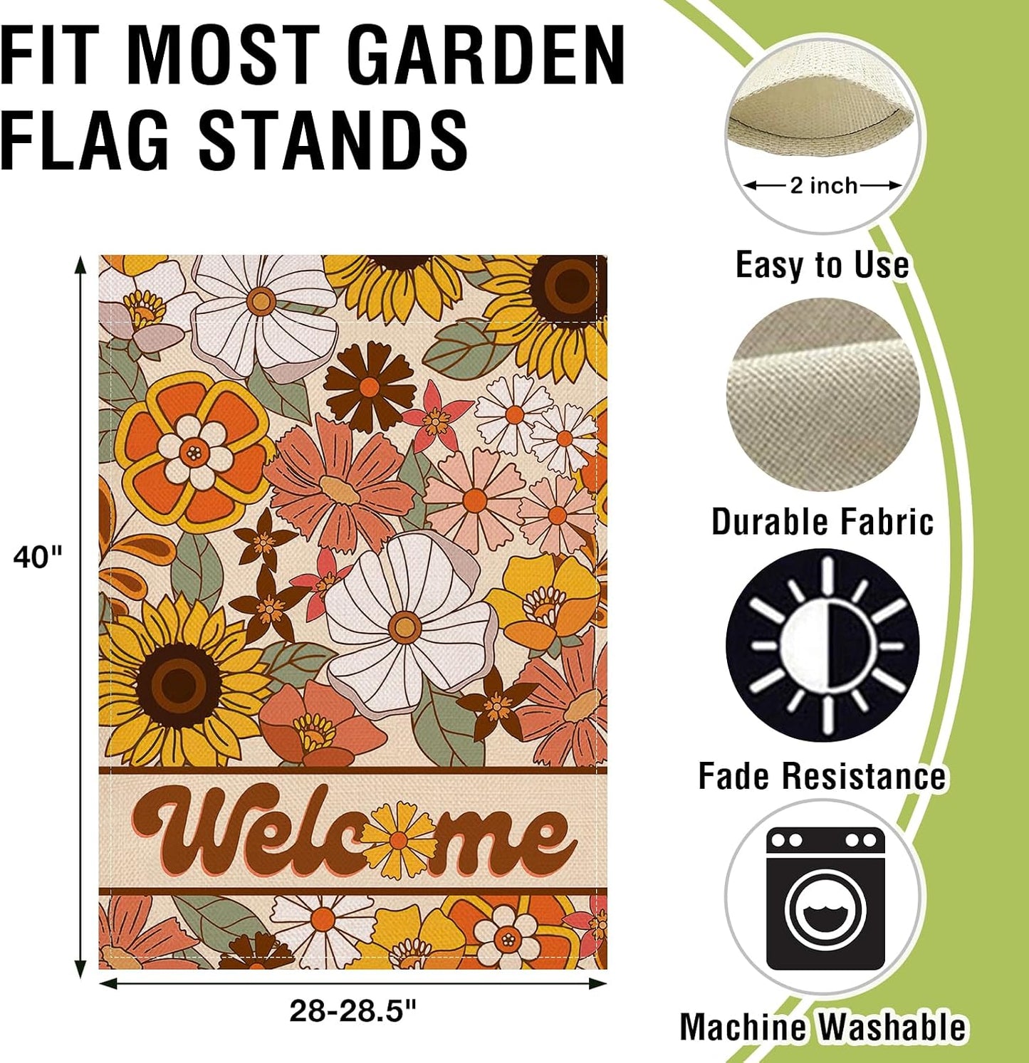 Bandera decorativa flores bohemio estilo 60s