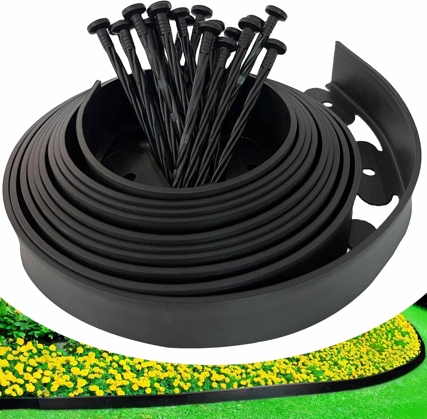 Borde jardín flexible 20" 20 picos anclaje