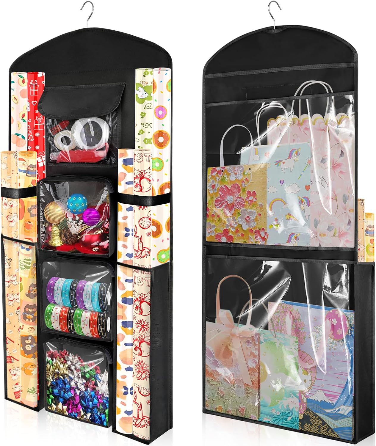 Organiz. rollos negra doble cara 40x17pulg para navidad