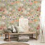 Papel Tapiz Floral Autoadhesivo Extraíble Verde Salvia 17.7x118pulg