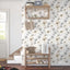 Papel tapiz floral blanco autoadhesivo extraíble 17.5x393"