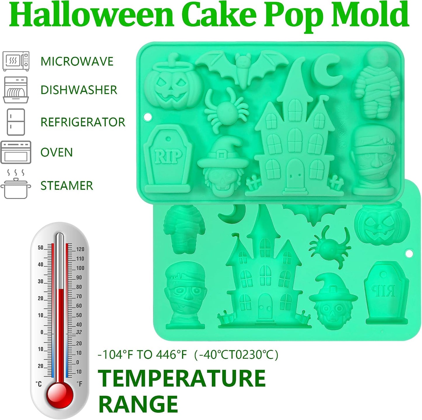 Molde silicona Halloween para gomitas castillo momia