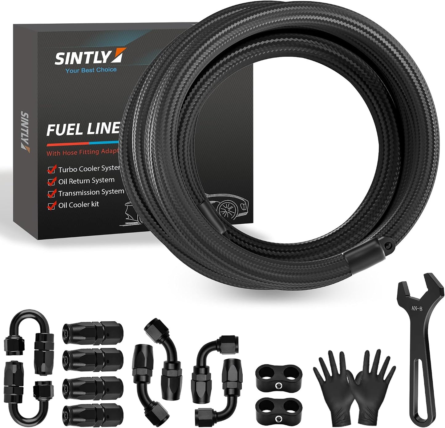 Kit manguera combustible AN8 20pies acero inox con