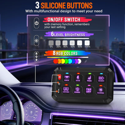 Panel 8 interruptores LED táctil para coche camión barco