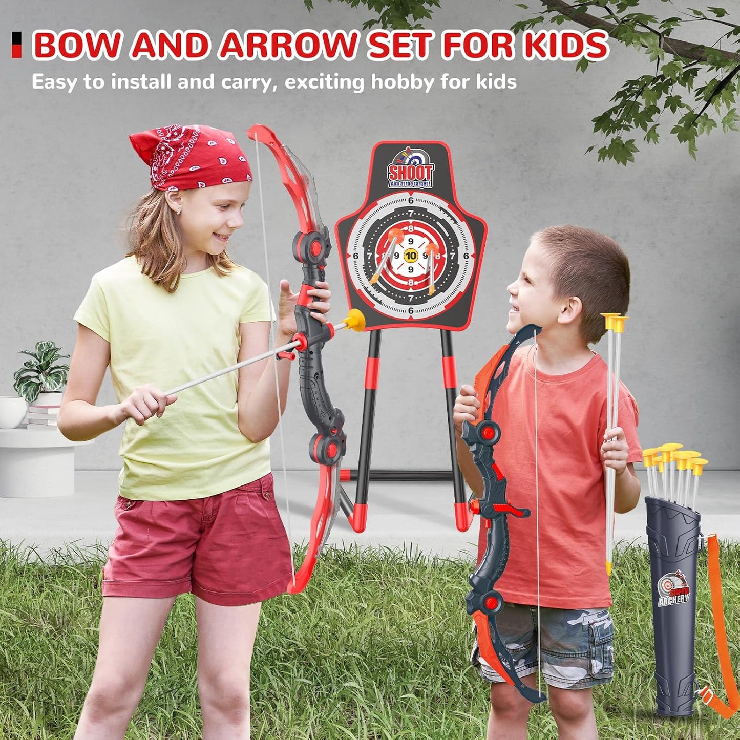 Set arco y flecha con luz LED 20 flechas para niños 4-12