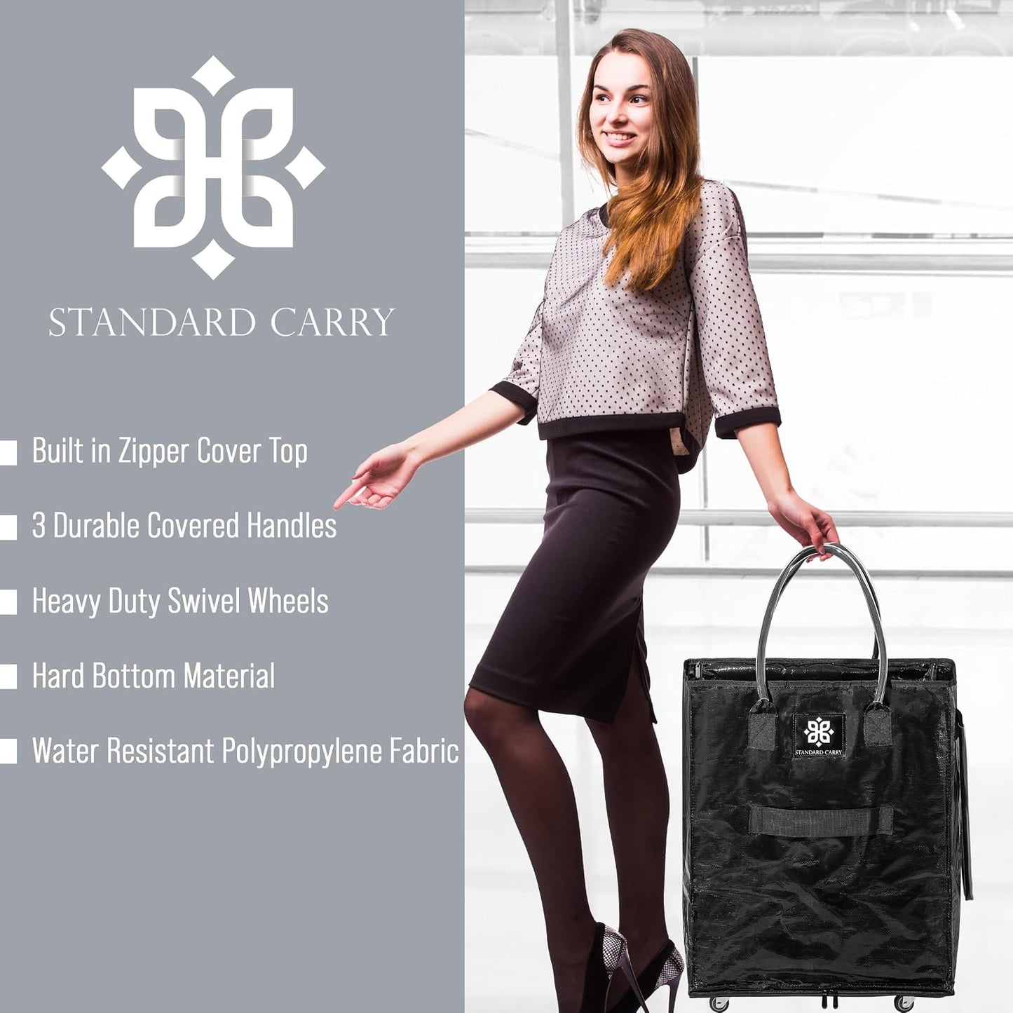 Bolsa comestibles reutiliz. con ruedas plegable