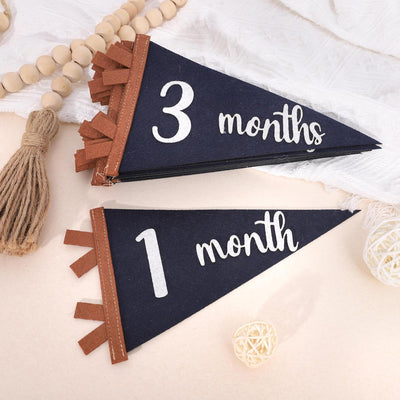 12 Banderines Fieltro Azul para Bebés 1-12 Meses