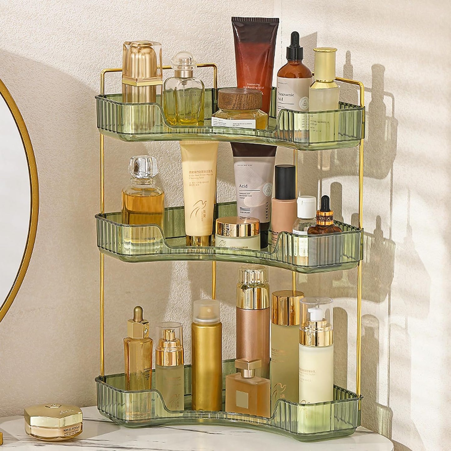 Organiz. baño 3 niveles para perfumes y cuidado de piel