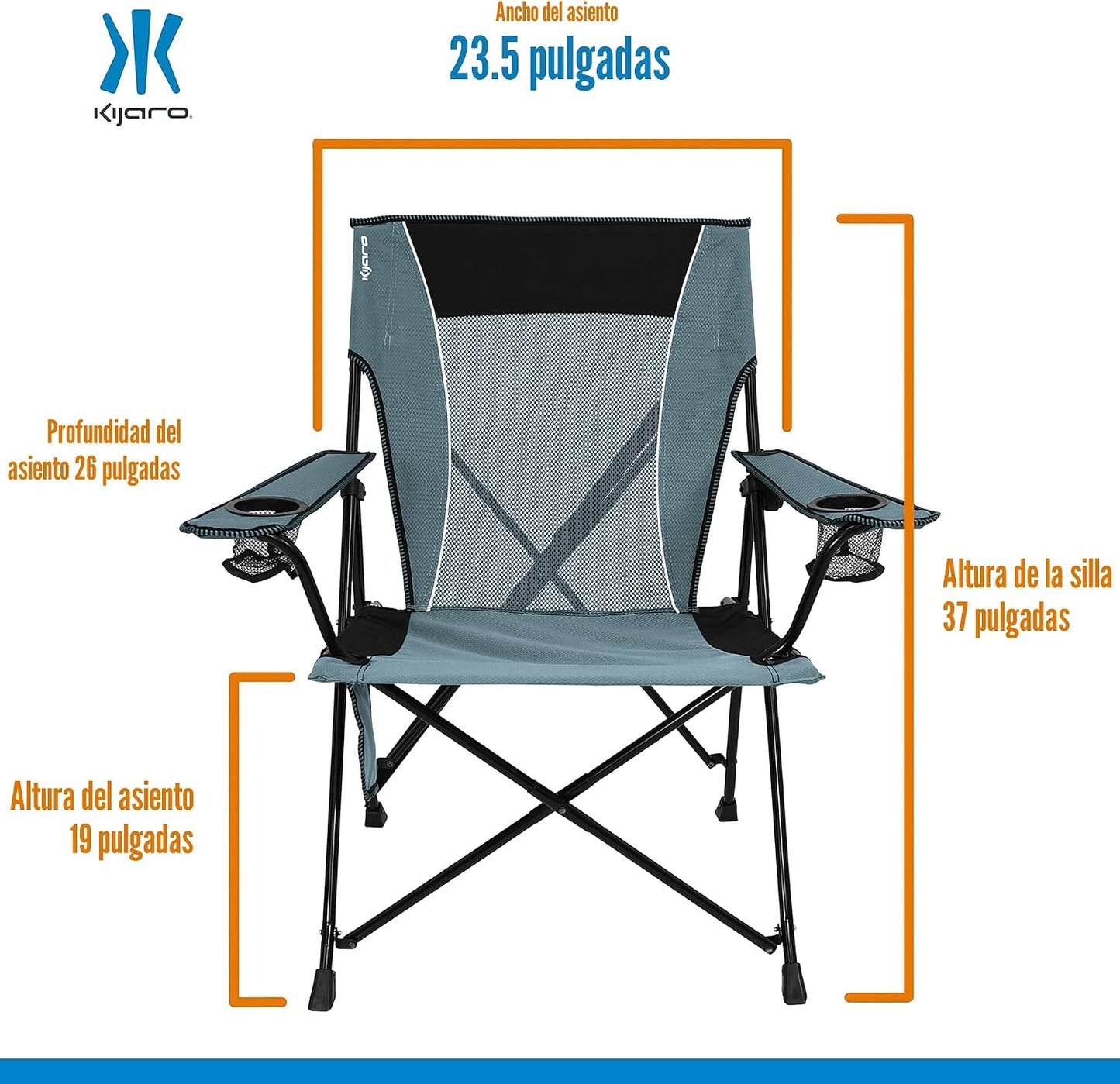 Silla plegable campamento exterior doble bloqueo gris