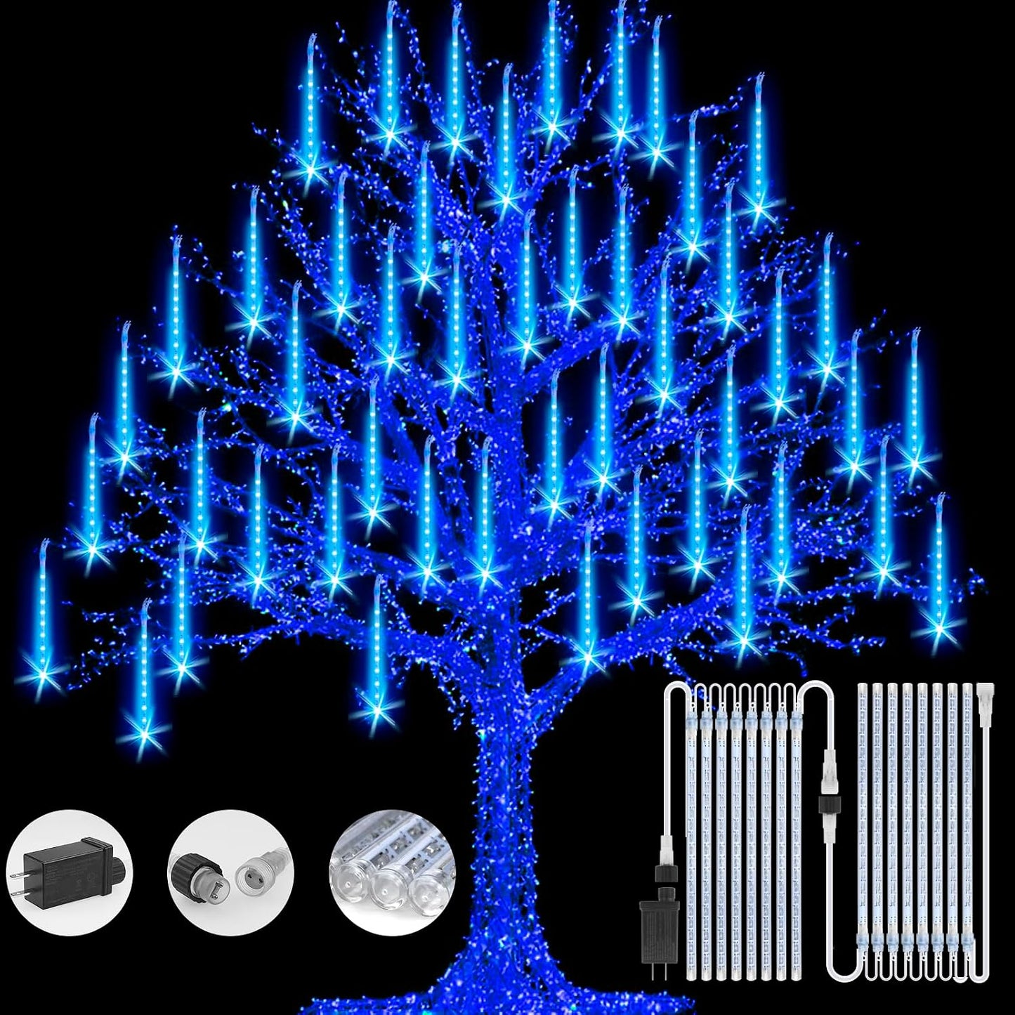 Luces navideñas meteoritos 16 tubos 384 LEDs impermeables