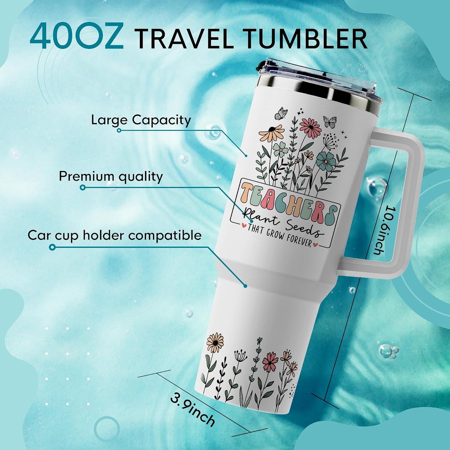 Vaso térmico acero inox 40oz con asa regalo profesor