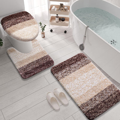 3 Pzas Alfombra Baño Microfibra Antiderrap Absorbente 30x20