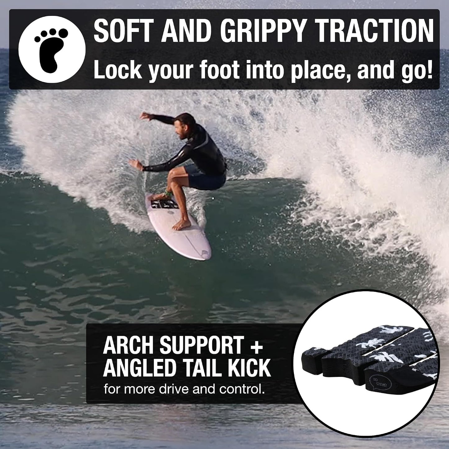 Almohadilla tracción surf 3 Pzas adhesivo 3M agarre máximo
