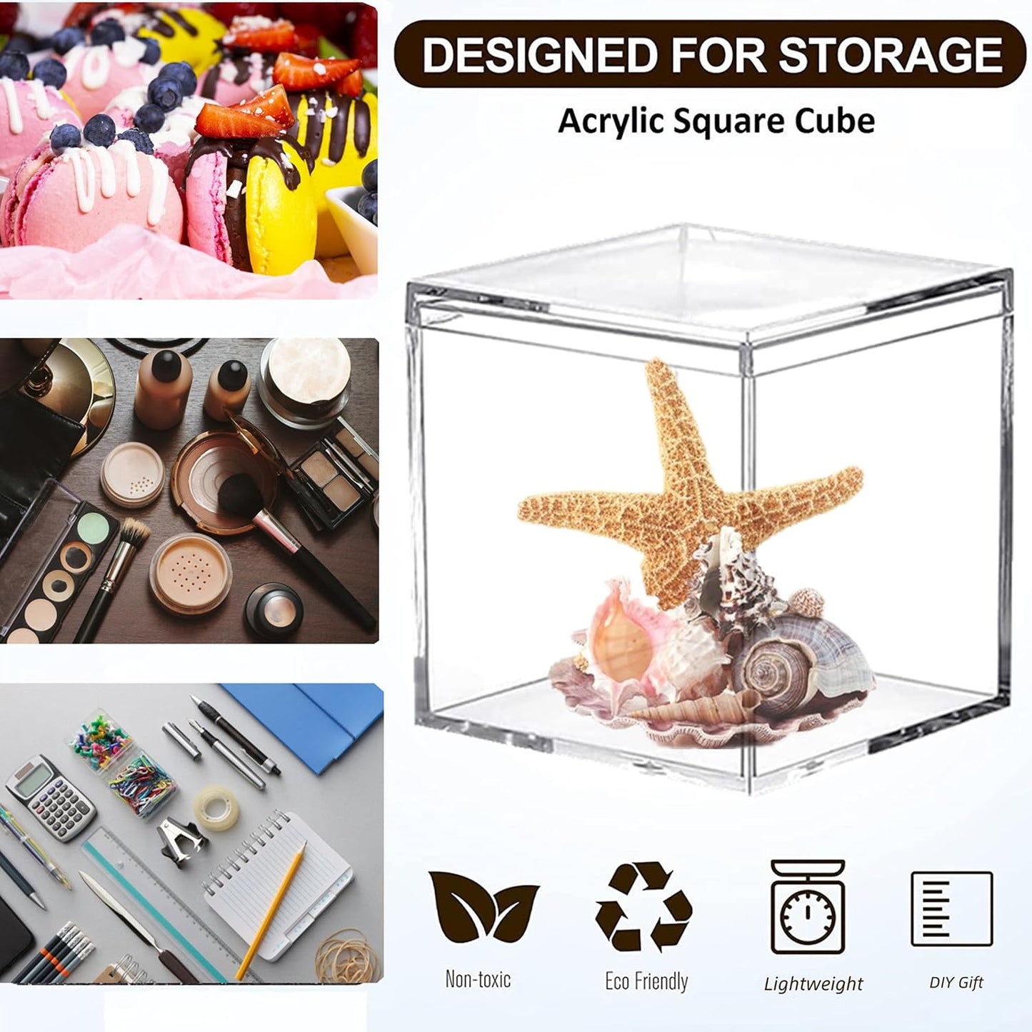 Caja acrílico 8 pzas transparente para joyas y dulces