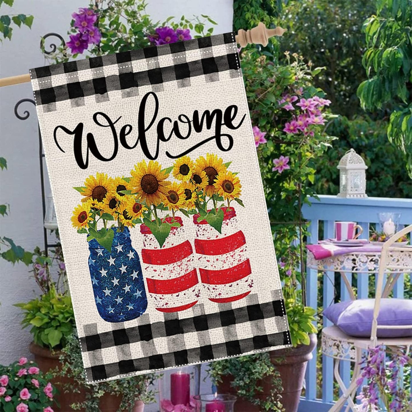 Bandera verano girasoles 28x40" doble cara