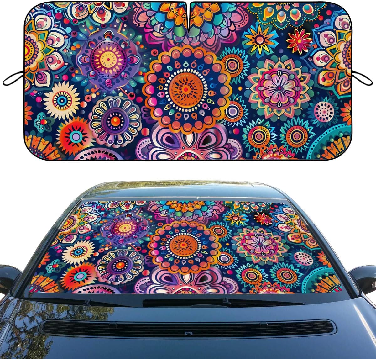 Parasol mandala para parabrisas automóvil bloquea UV