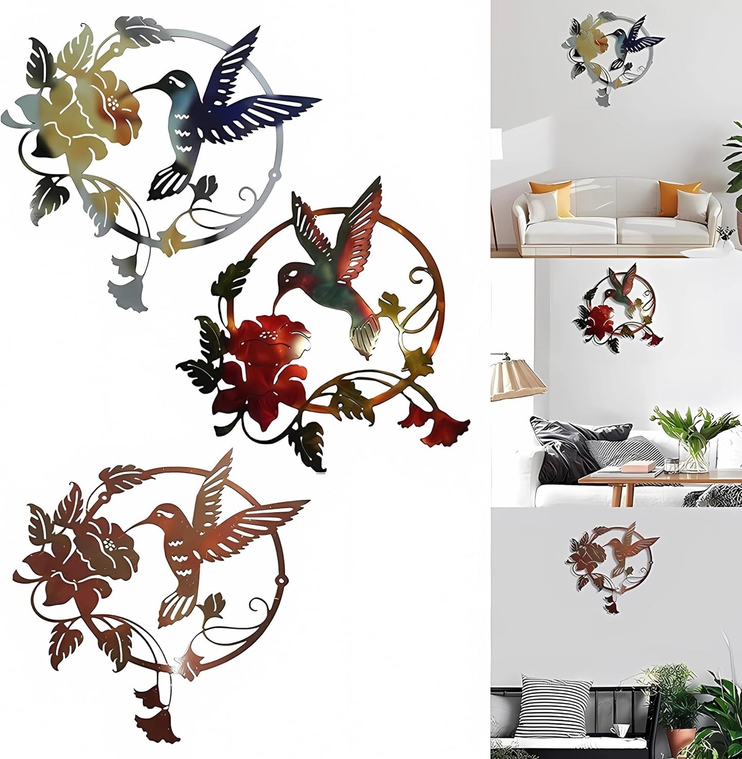 Silueta de pájaro de metal para pared interior y exterior