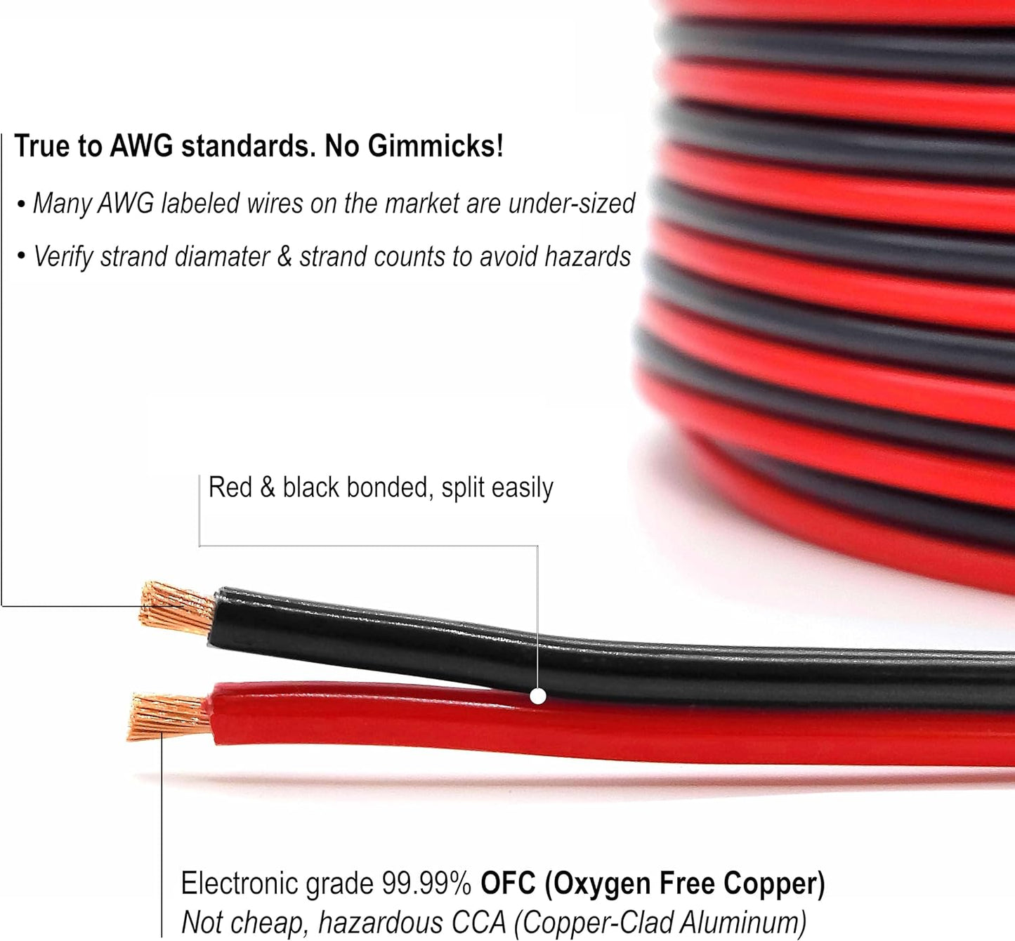 Cable cobre puro 16 AWG trenzado para automóvil