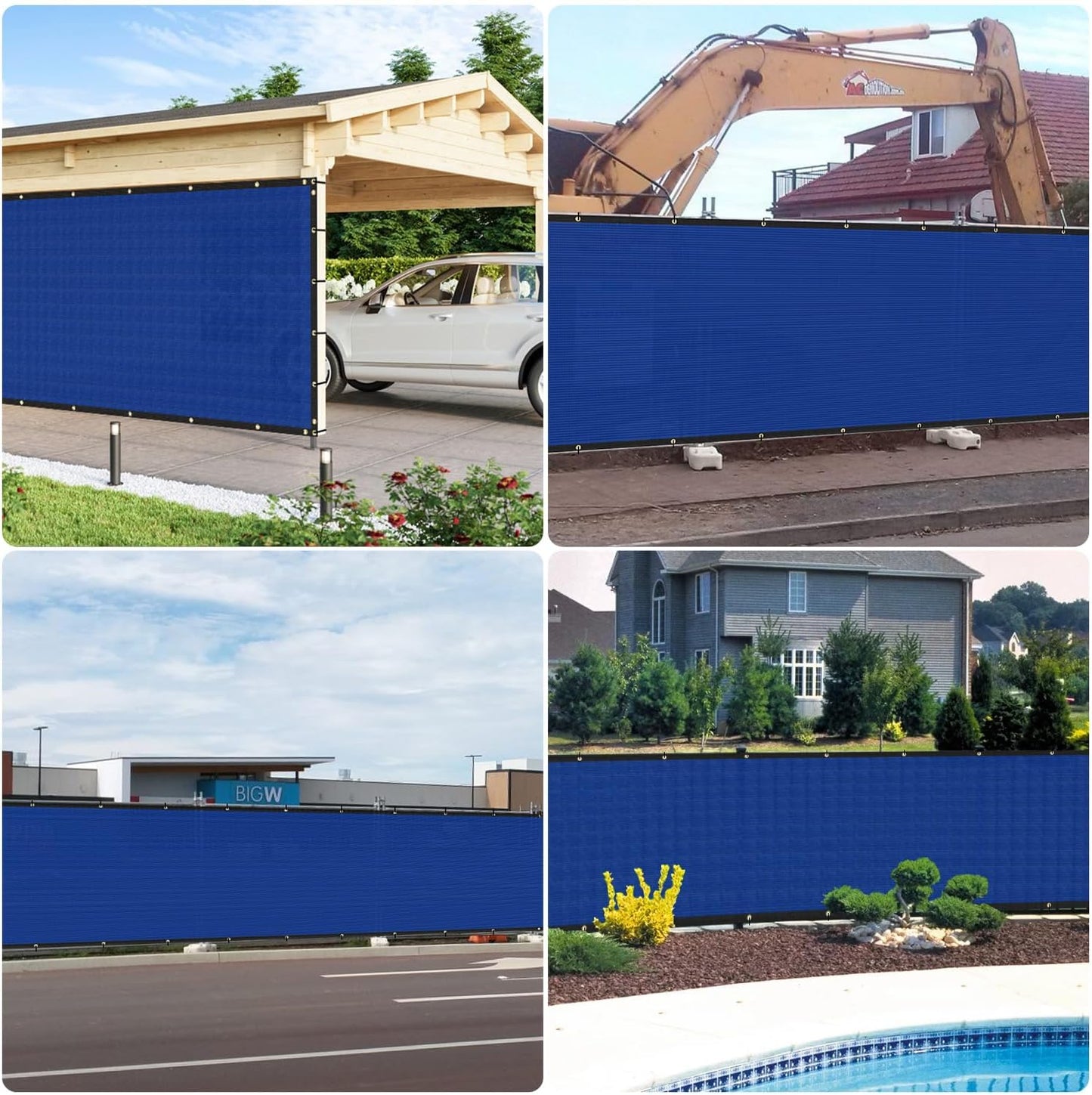 Valla privacidad 5x40pulg UV jardín patio con bridas Azul