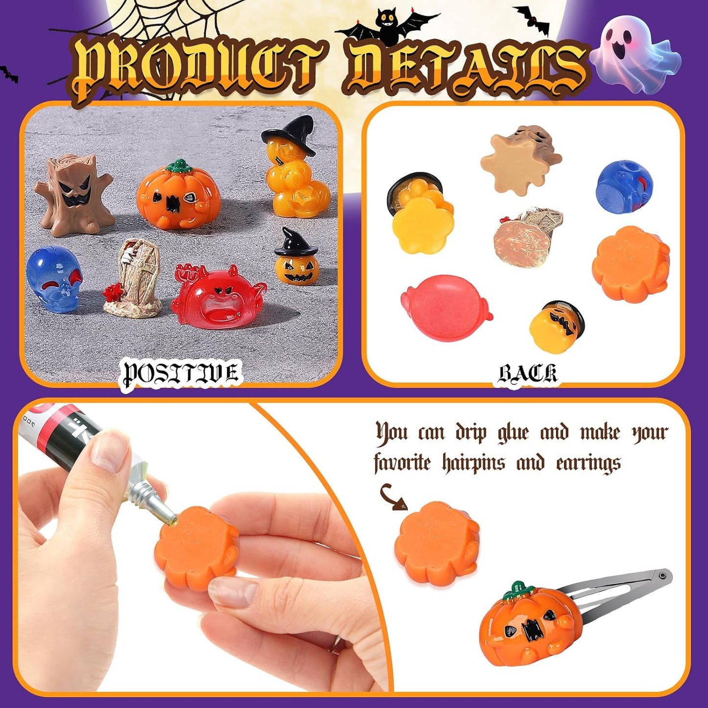 36 Mini Figuras Resina Halloween Animales Fantasma Calabaza Jardín