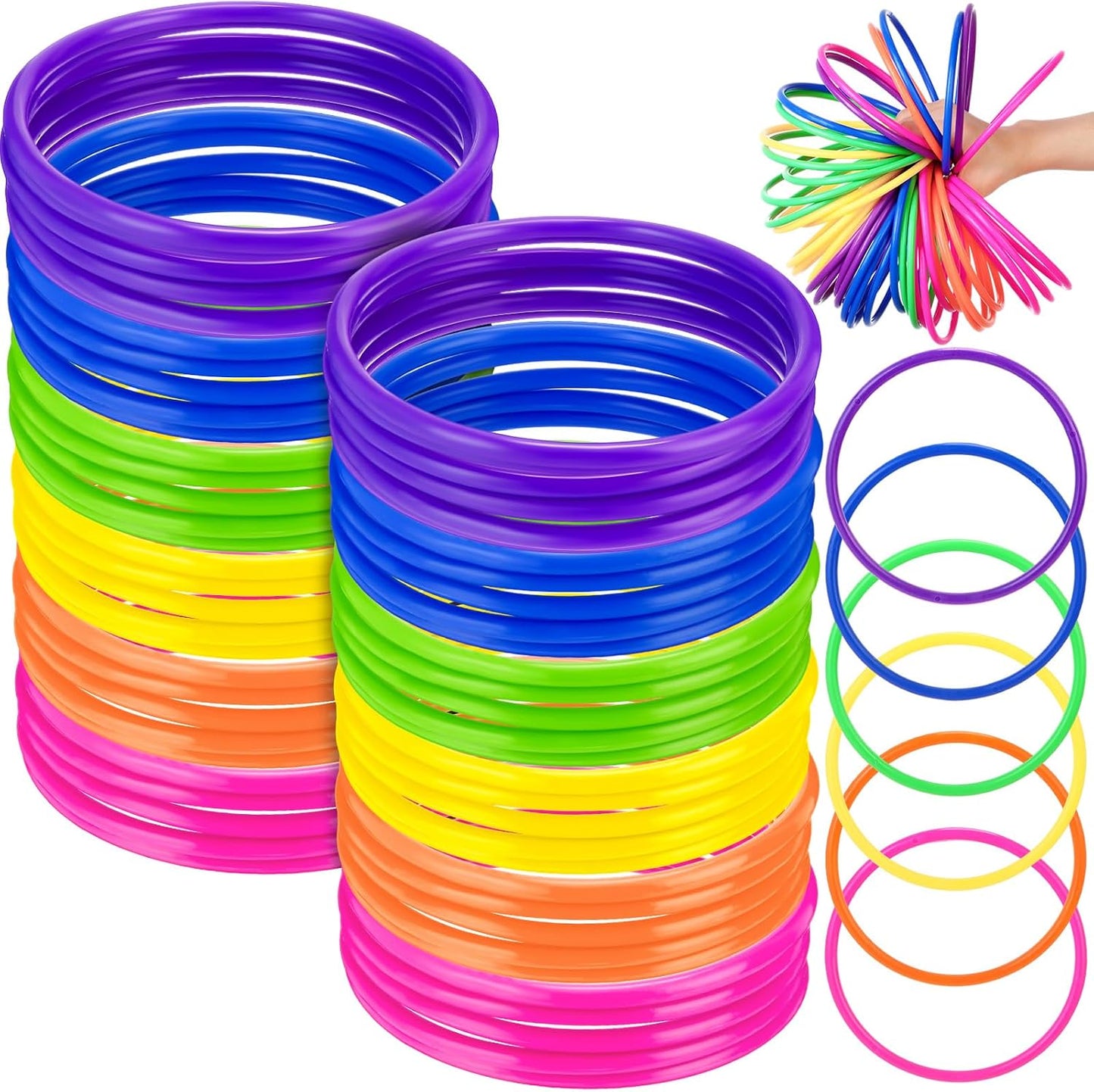 48 Anillos Plástico Multicolor Juego Carnaval Niños